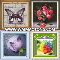 Custom Handmade Red Flower Pattern Embroidery Diamond Painting Cross Stitch Fabric Kit